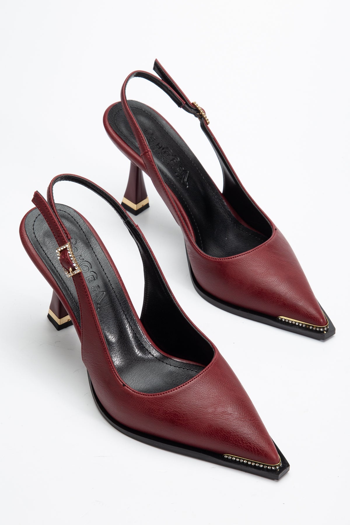Taş Detaylı Topuklu Abiye Ayakkabı Kadın Stiletto Bordo