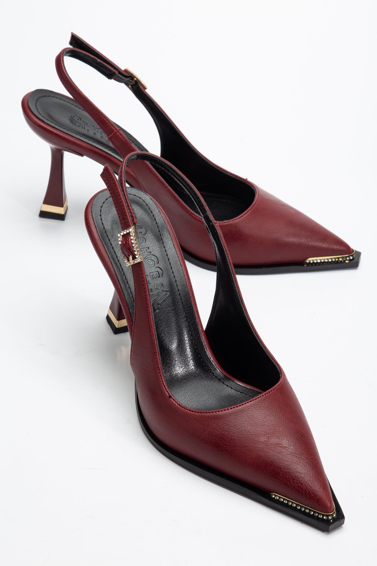 Taş Detaylı Topuklu Abiye Ayakkabı Kadın Stiletto Bordo