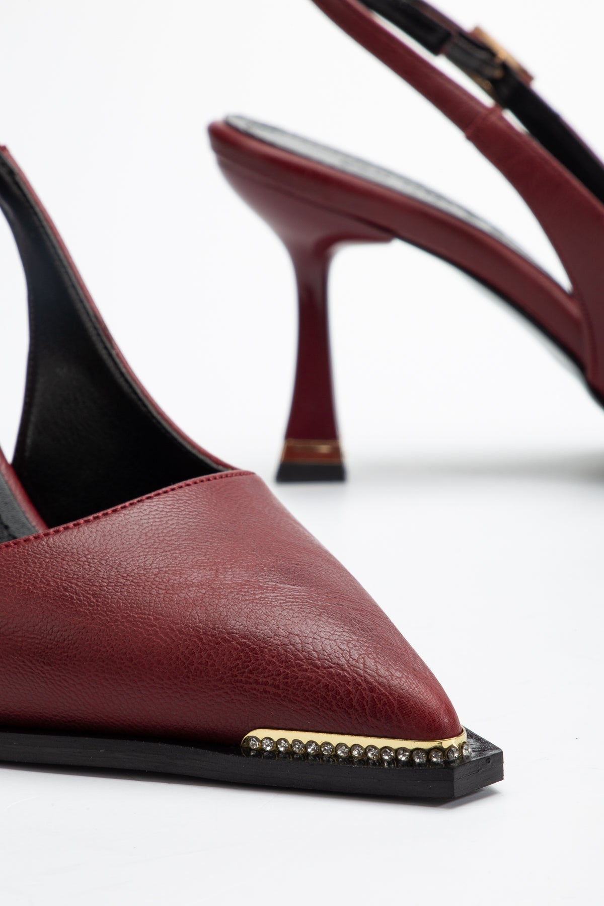 Taş Detaylı Topuklu Abiye Ayakkabı Kadın Stiletto Bordo