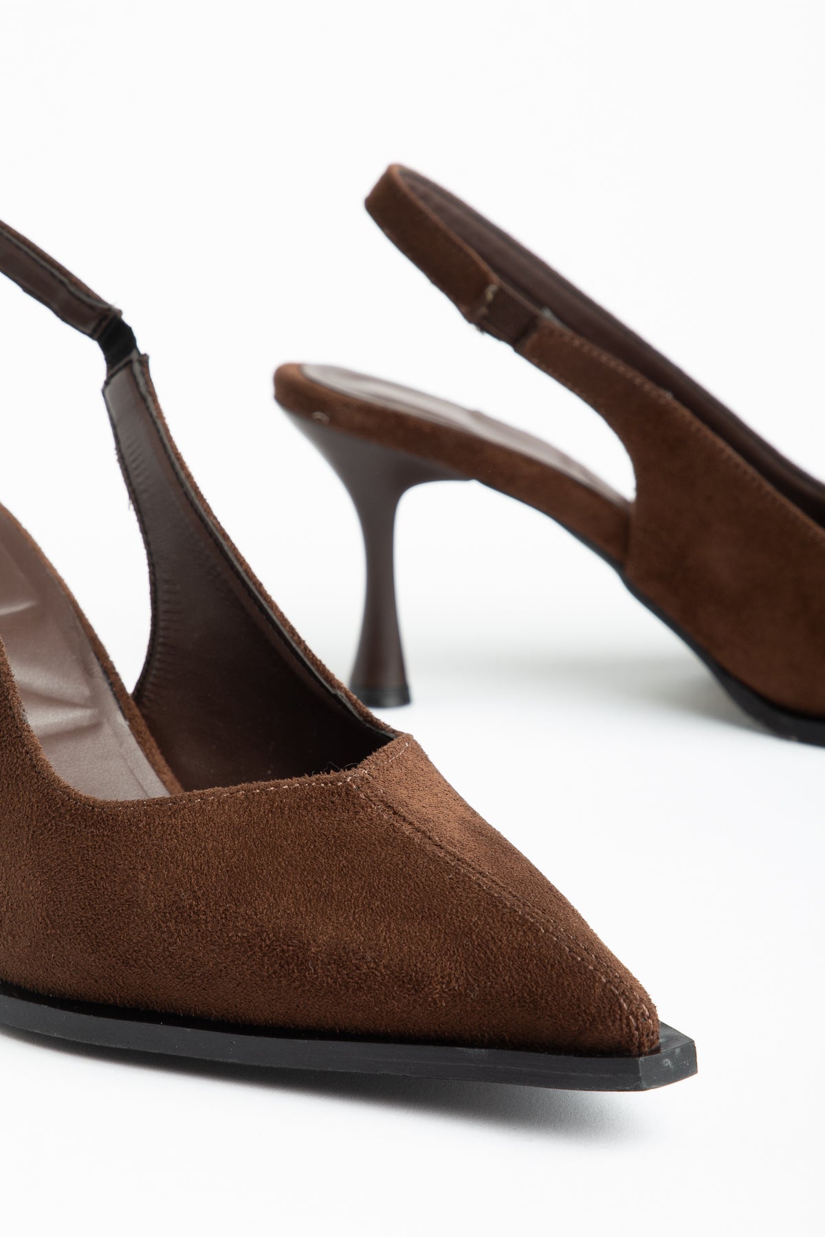 Kadın Kahve Süet Sivri Burun Şık Topuklu Stiletto Ayakkabı